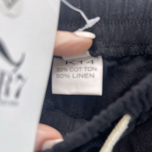 Sir 7 Studio Mens Shorts2XL Black elastic waist Drawstring  50/50  Cotton Linen - Picture 3 of 5